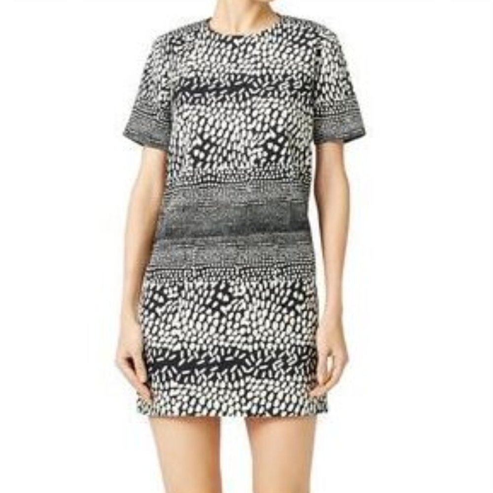 Hunter Bell Blue Geometric Dot Structured Mini‎ Shift Dress Size 0